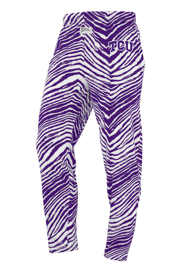 Zubaz NCAA TCU Horned Frogs Unisex 3 Color Zebra Z88 Embroidered Pants