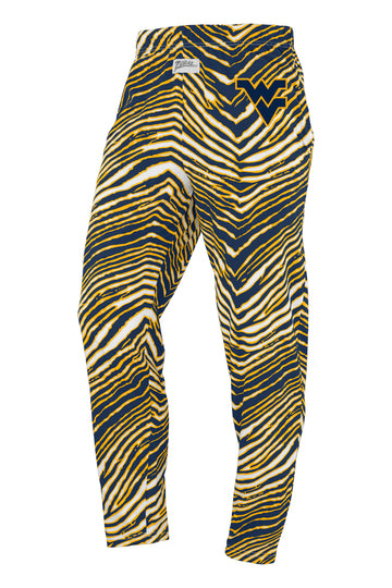 Zubaz NCAA West Virginia Mountaineers Unisex 3 Color Zebra Z88 Embroidered Pants