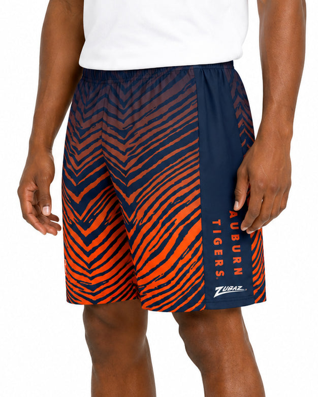 Zubaz NCAA Men's 7in Fade Primary Stacked Text Short, Auburn Tigers