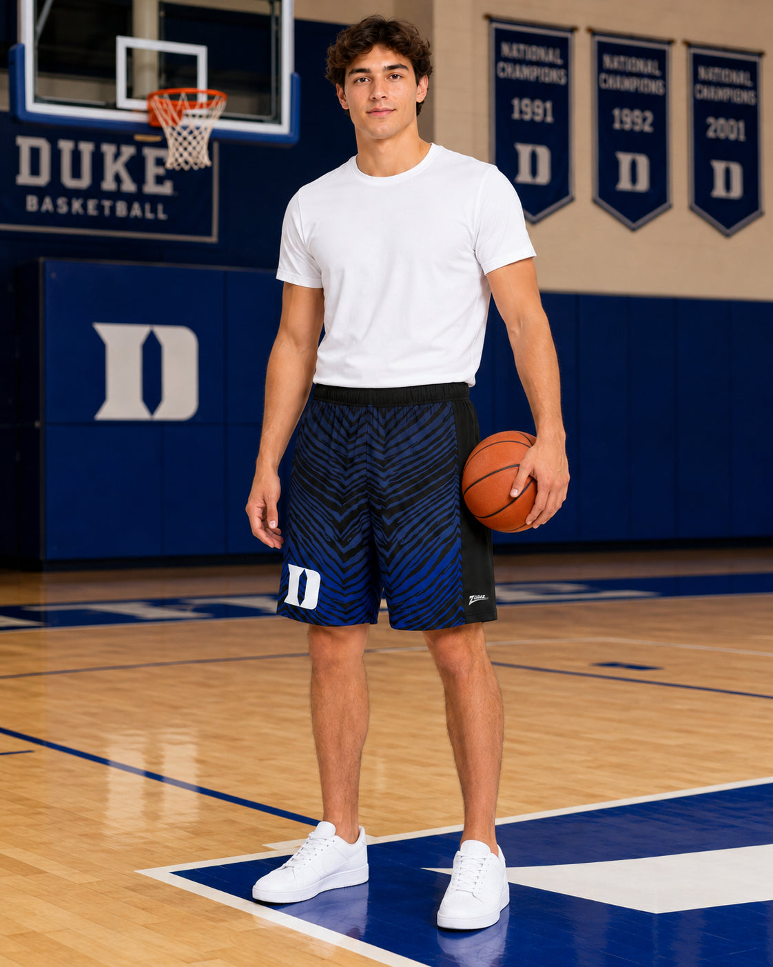 Zubaz NCAA Duke Blue Devils Men's 7-Inch Fade Primary Stacked Text Shorts