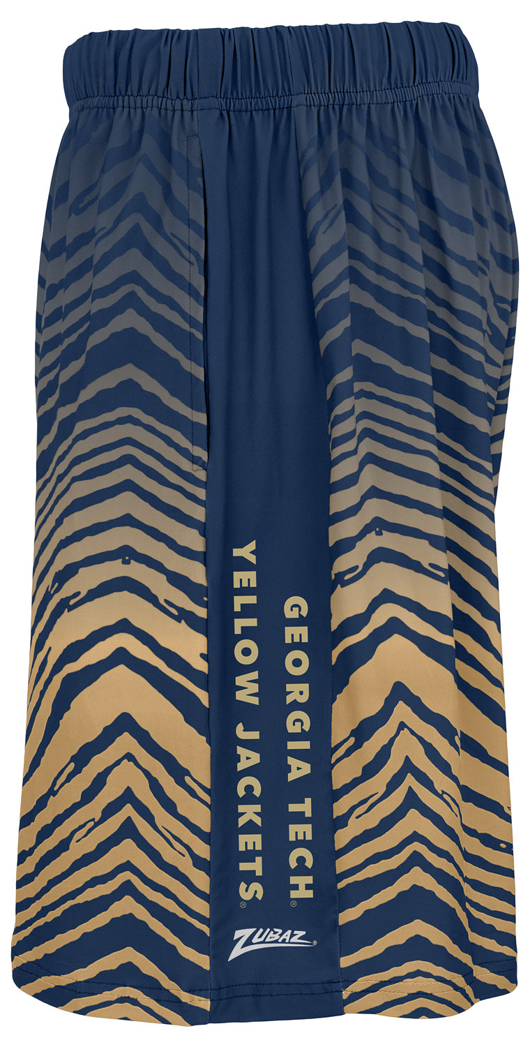 Zubaz NCAA Georgia Tech Yellow Jackets Men's 7-Inch Fade Primary Stacked Text Shorts
