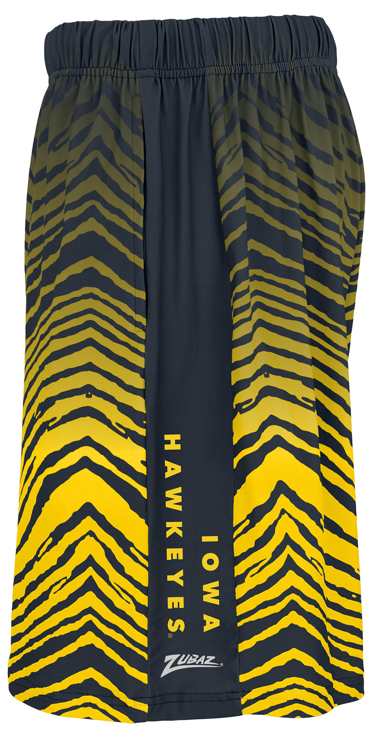 Zubaz NCAA Iowa Hawkeyes Men's 7-Inch Fade Primary Stacked Text Shorts
