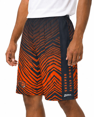 Zubaz NCAA Oregon State Beavers Men's 7-Inch Fade Primary Stacked Text Shorts