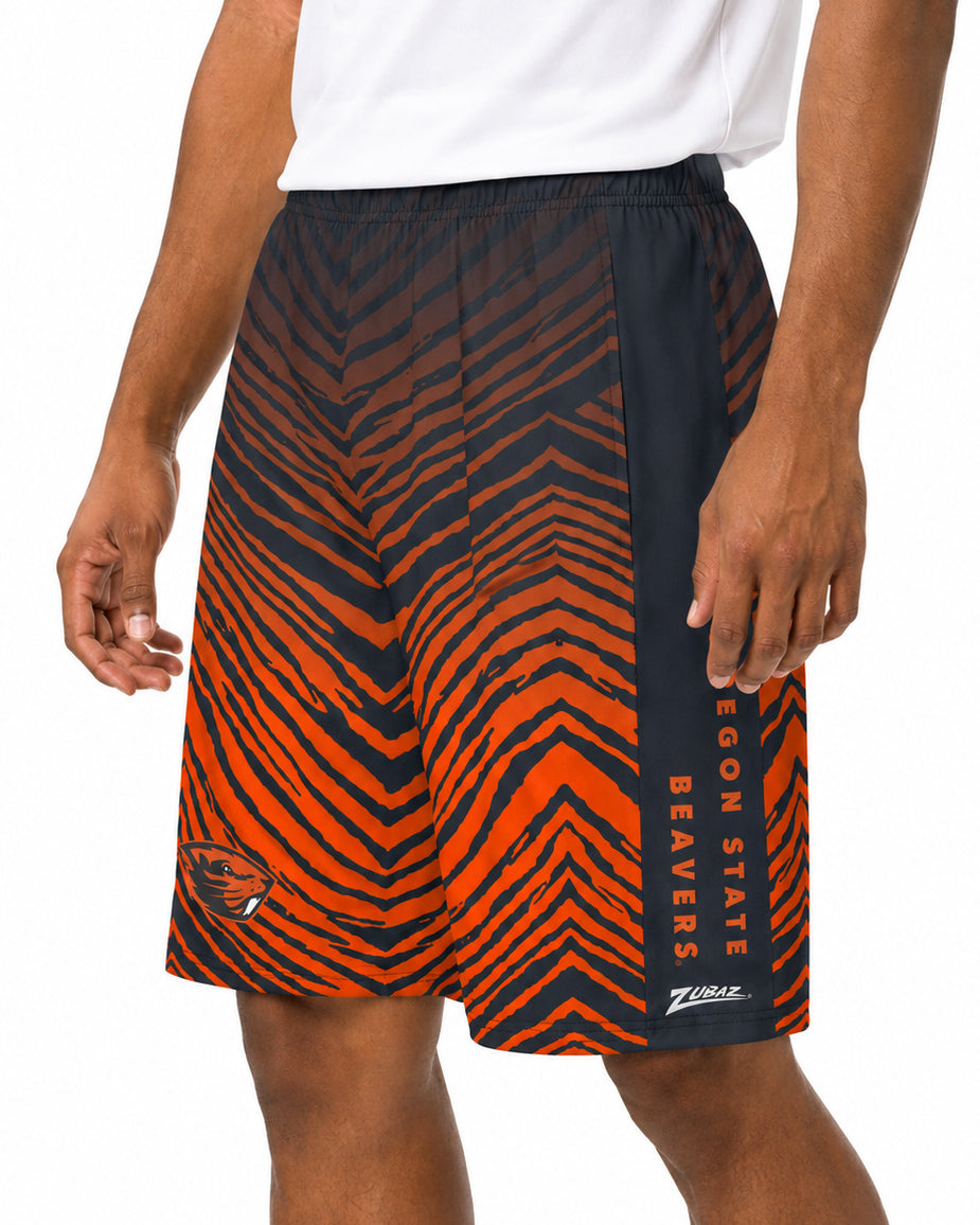 Zubaz NCAA Men's 7in Fade Primary Stacked Text Short, Oregon State Beavers