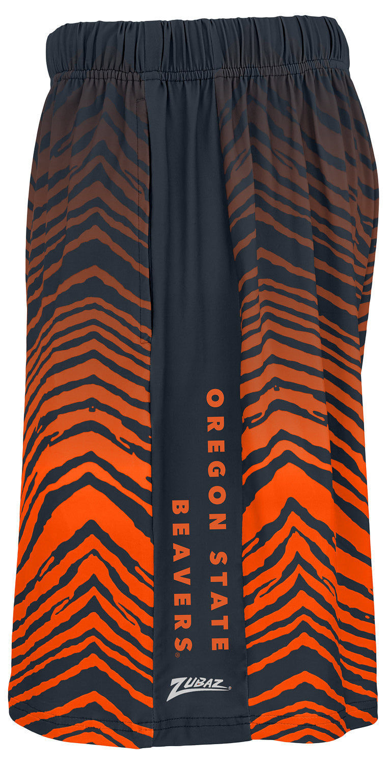 Zubaz NCAA Oregon State Beavers Men's 7-Inch Fade Primary Stacked Text Shorts