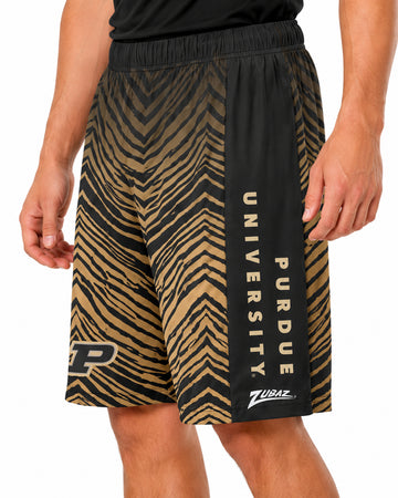 Zubaz NCAA Purdue Boilermakers Men's 7-Inch Fade Primary Stacked Text Shorts