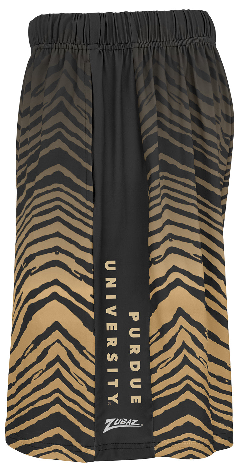 Zubaz NCAA Purdue Boilermakers Men's 7-Inch Fade Primary Stacked Text Shorts