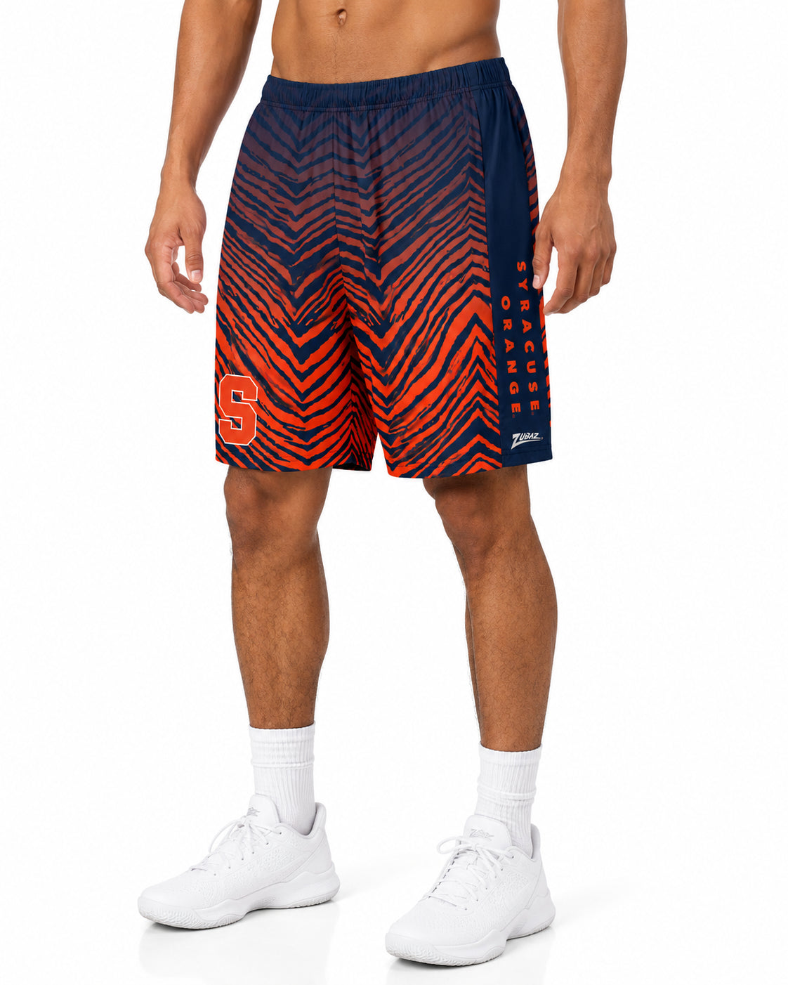 Zubaz NCAA Men's 7in Fade Primary Stacked Text Short, Syracuse Orange