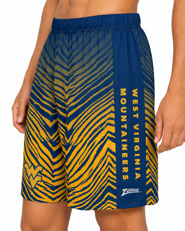 Zubaz NCAA West Virginia Mountaineers Men's 7-Inch Fade Primary Stacked Text Shorts