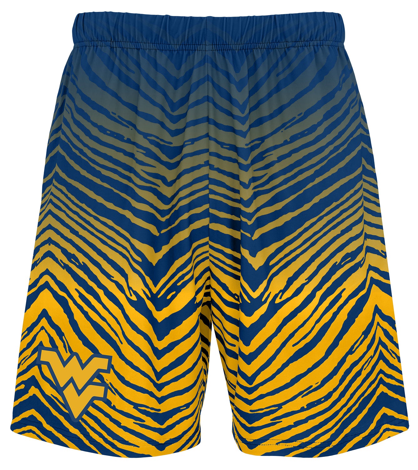 Zubaz NCAA West Virginia Mountaineers Men's 7-Inch Fade Primary Stacked Text Shorts