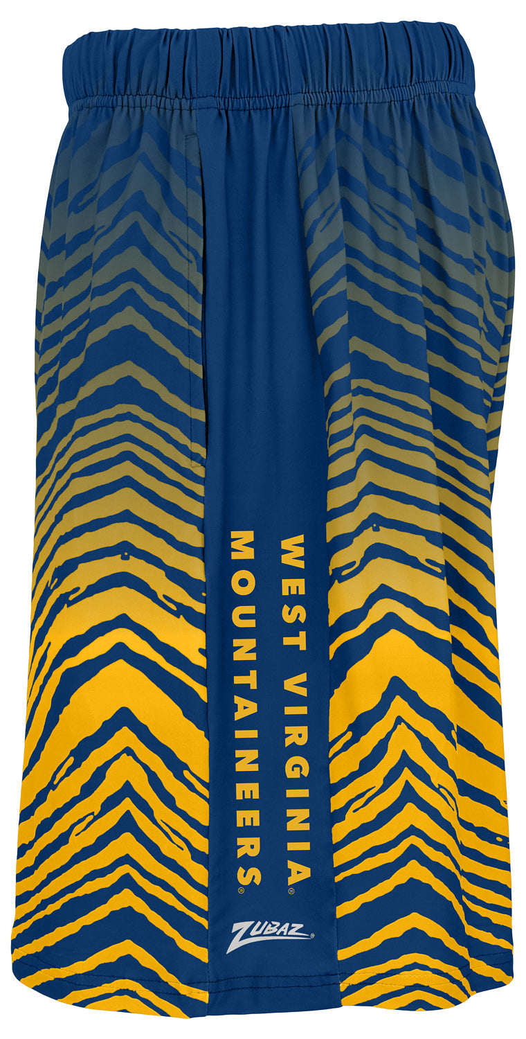 Zubaz NCAA West Virginia Mountaineers Men's 7-Inch Fade Primary Stacked Text Shorts