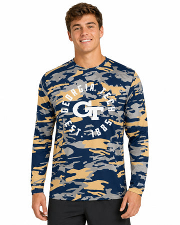 Zubaz NCAA Georgia Tech Yellow Jackets Men's Alternate Camo Established Long-Sleeve T-Shirt