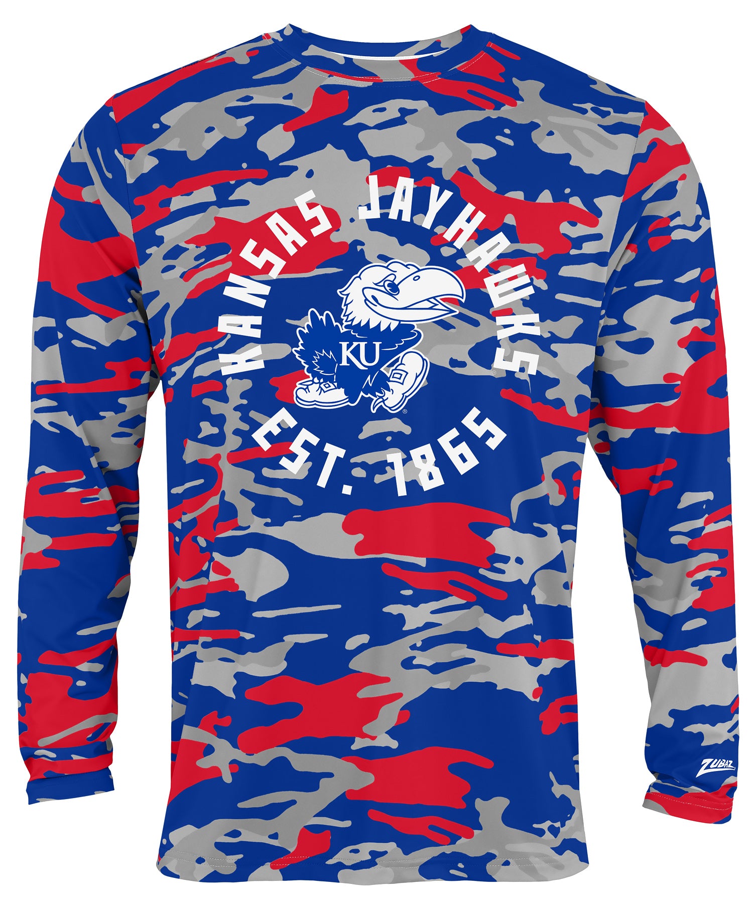 Zubaz NCAA Men's Alternate Camo Established Long Sleeve T-Shirt, Kansas Jayhawks
