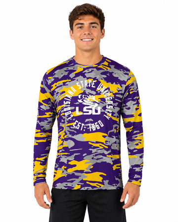 Zubaz NCAA LSU Tigers Men's Alternate Camo Established Long-Sleeve T-Shirt