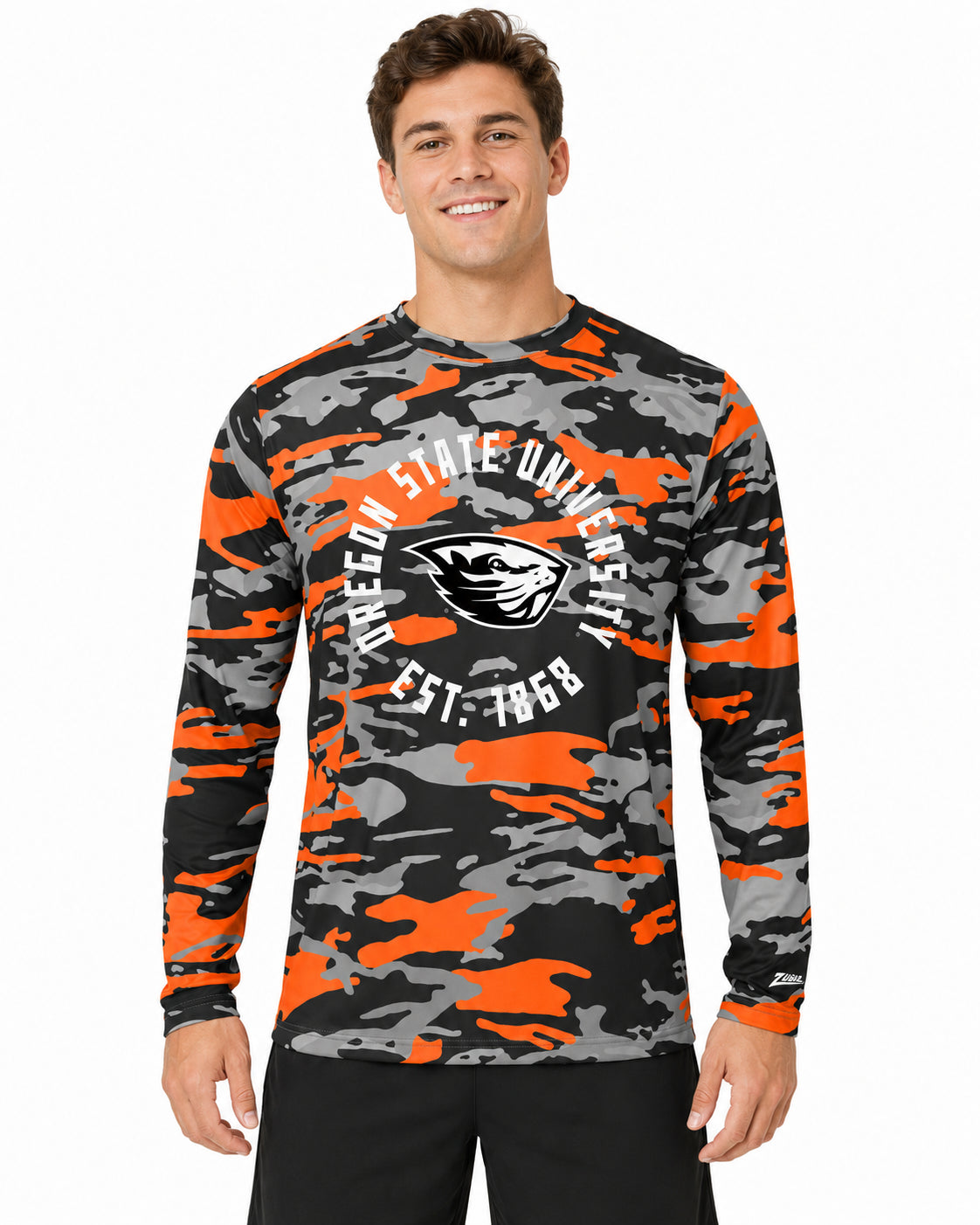 Zubaz NCAA Men's Alternate Camo Established Long Sleeve T-Shirt, Oregon State Beavers