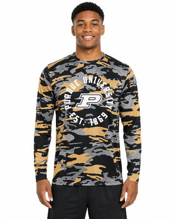 Zubaz NCAA Purdue Boilermakers Men's Alternate Camo Established Long-Sleeve T-Shirt