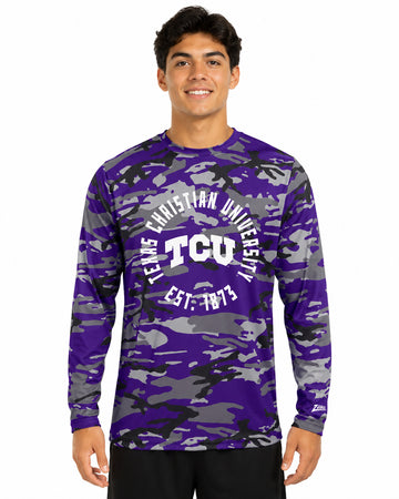 Zubaz NCAA TCU Horned Frogs Men's Alternate Camo Established Long-Sleeve T-Shirt