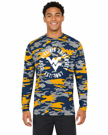Zubaz NCAA West Virginia Mountaineers Men's Alternate Camo Established Long-Sleeve T-Shirt