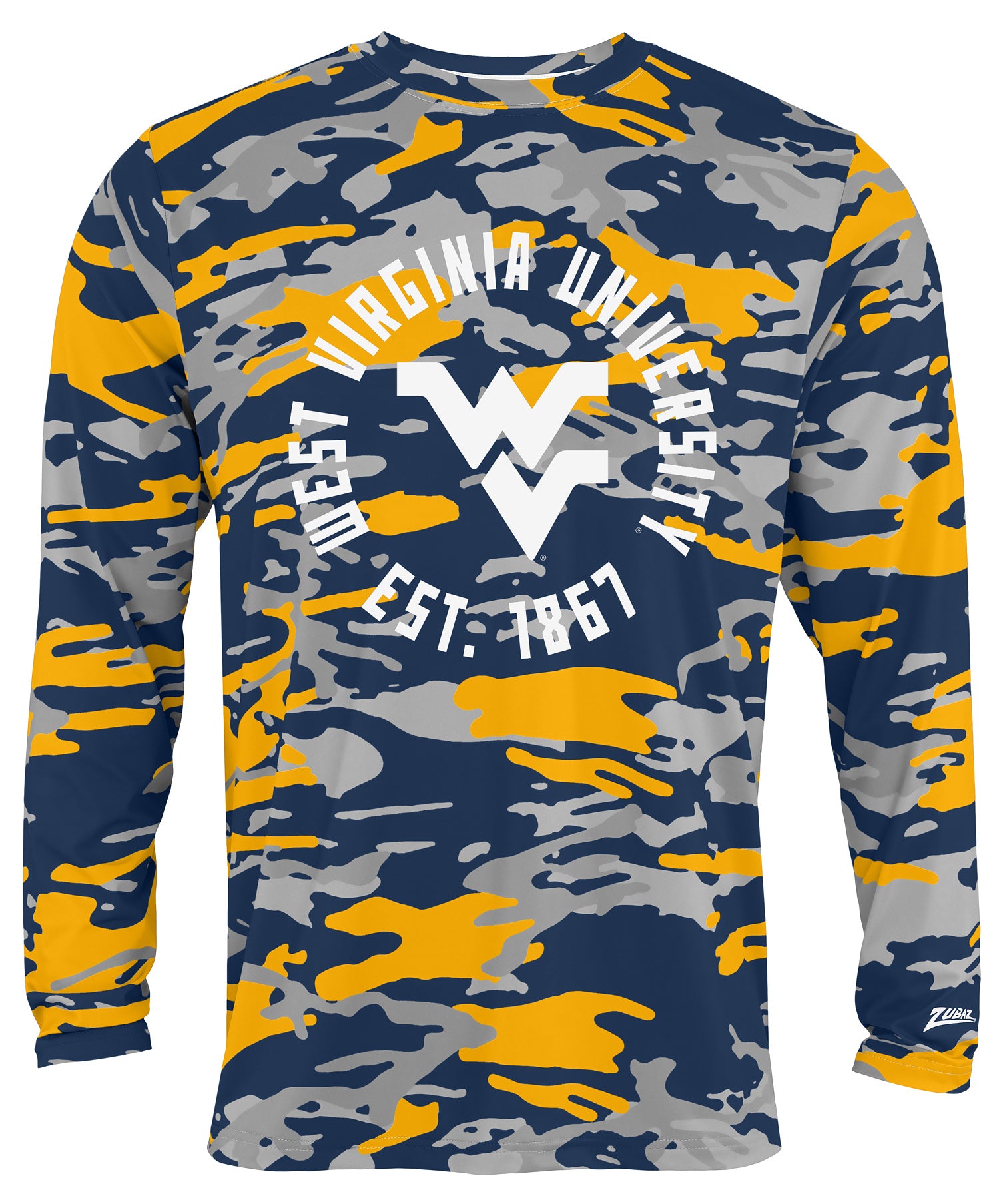 Zubaz NCAA Men's Alternate Camo Established Long Sleeve T-Shirt, West Virginia Mountaineers