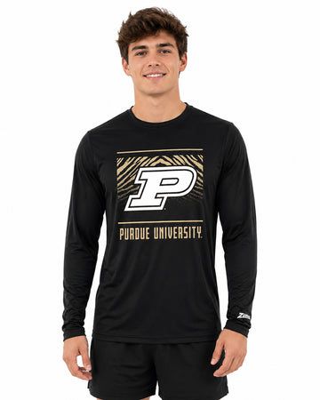 Zubaz NCAA Men's Team Color Tunnel Long Sleeve T-Shirt, Purdue Boilermakers