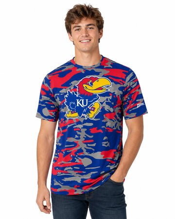 Zubaz NCAA Men's Alternate Camo Color Short Sleeve T-Shirt, Kansas Jayhawks