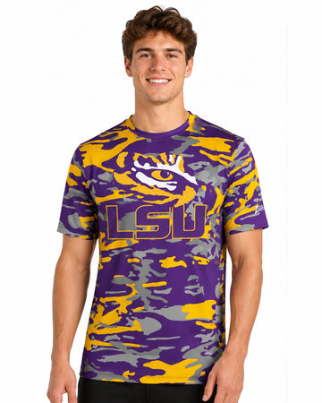 Zubaz NCAA Men's Alternate Camo Color Short Sleeve T-Shirt, LSU Tigers
