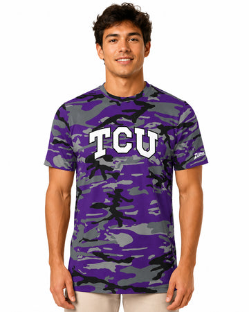 Zubaz NCAA Men's Alternate Camo Color Short Sleeve T-Shirt, TCU Horned Frogs