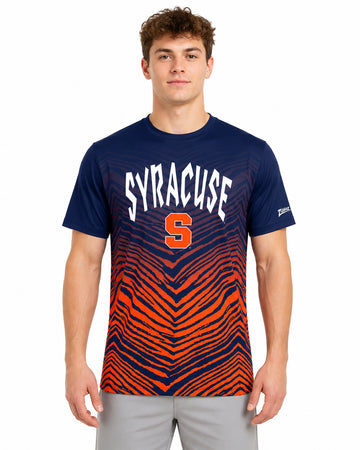 Zubaz NCAA Men's Zebra Fade Wild Card TMC Short Sleeve T-Shirt, Syracuse Orange