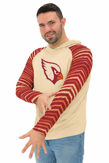 Zubaz NFL Men's Rivalry 3 Color Zebra Sleeves Lightweight Hoodie, Arizona Cardinals