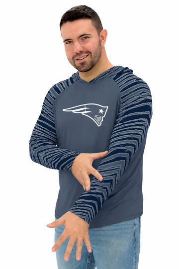 Zubaz NFL Men's Rivalry 3 Color Zebra Sleeves Lightweight Hoodie, New England Patriots