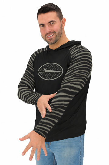 Zubaz NFL Men's Rivalry 3 Color Zebra Sleeves Lightweight Hoodie, New York Jets