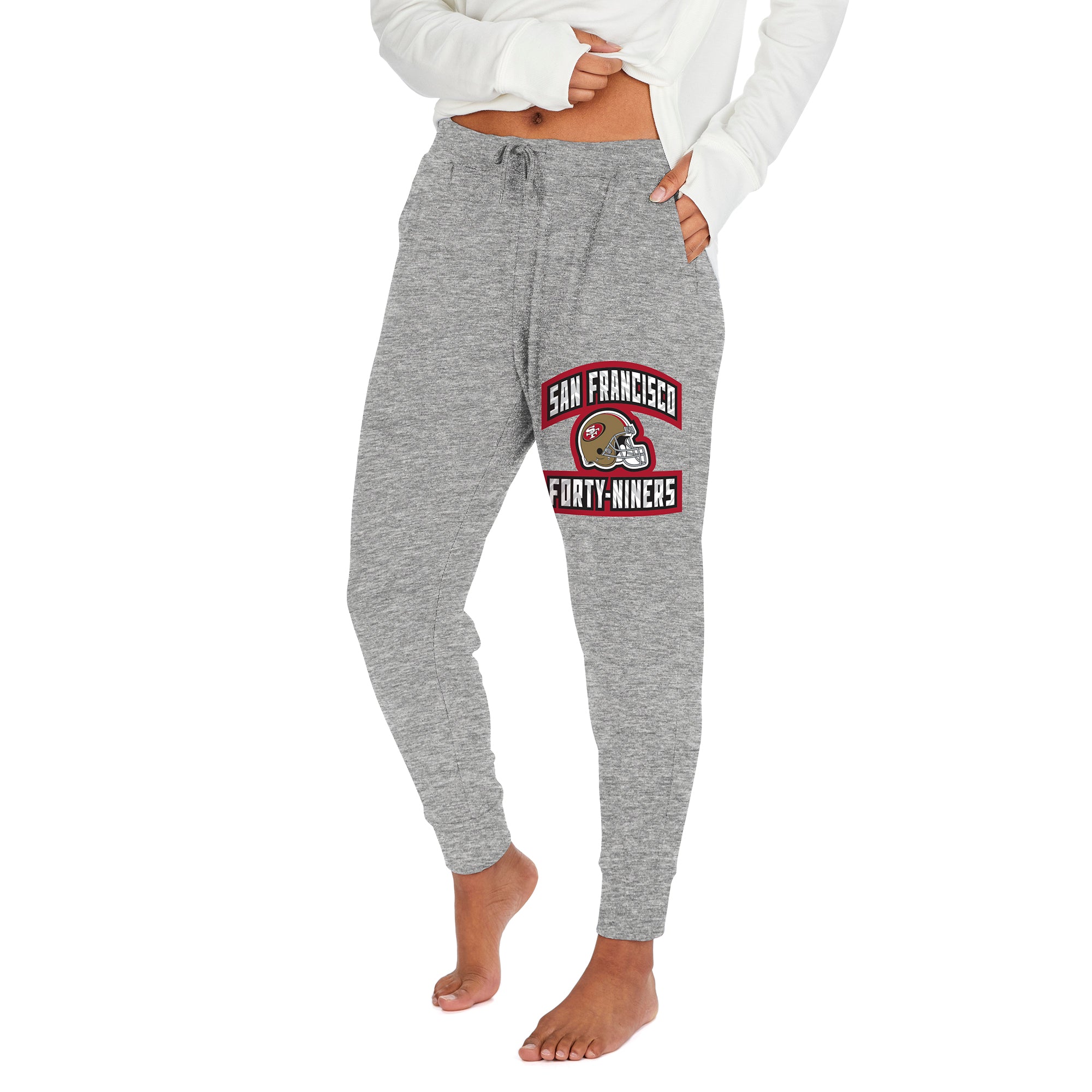 Zubaz NFL Women's San Francisco 49ers Marled Gray Soft Joggers