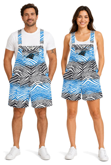 Zubaz NFL Carolina Panthers Adult Unisex Zebra Ombre Shortall