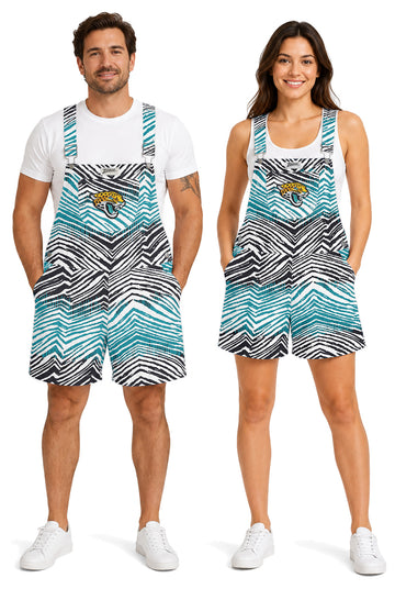 Zubaz NFL Jacksonville Jaguars Adult Unisex Zebra Ombre Shortall