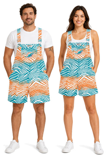 Zubaz NFL Miami Dolphins Adult Unisex Zebra Ombre Shortall