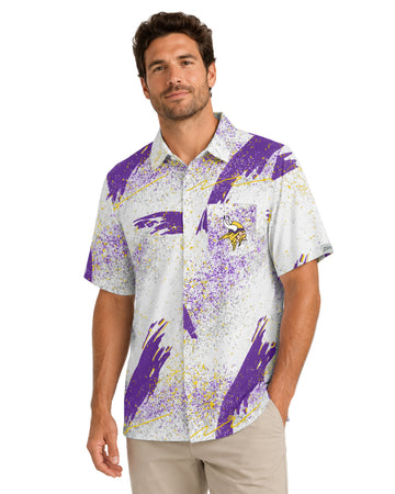 Zubaz NFL Minnesota Vikings Men's Confetti Button-Down T-Shirt