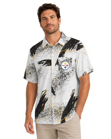 Zubaz NFL Pittsburgh Steelers Men's Confetti Button-Down T-Shirt