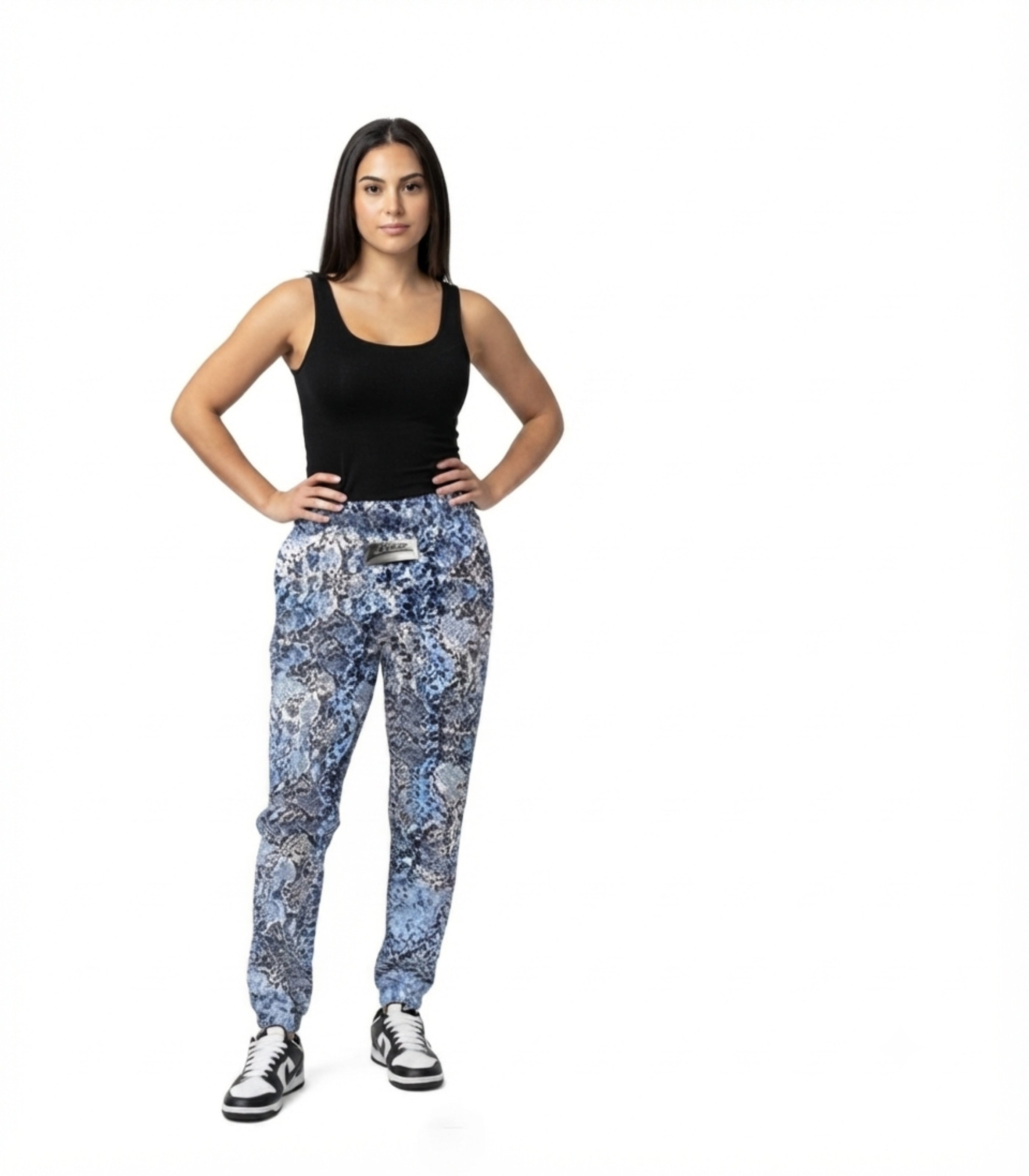 Zubaz Adult Unisex Z88 Snake Pant, NAVY/LIGHT BLUE