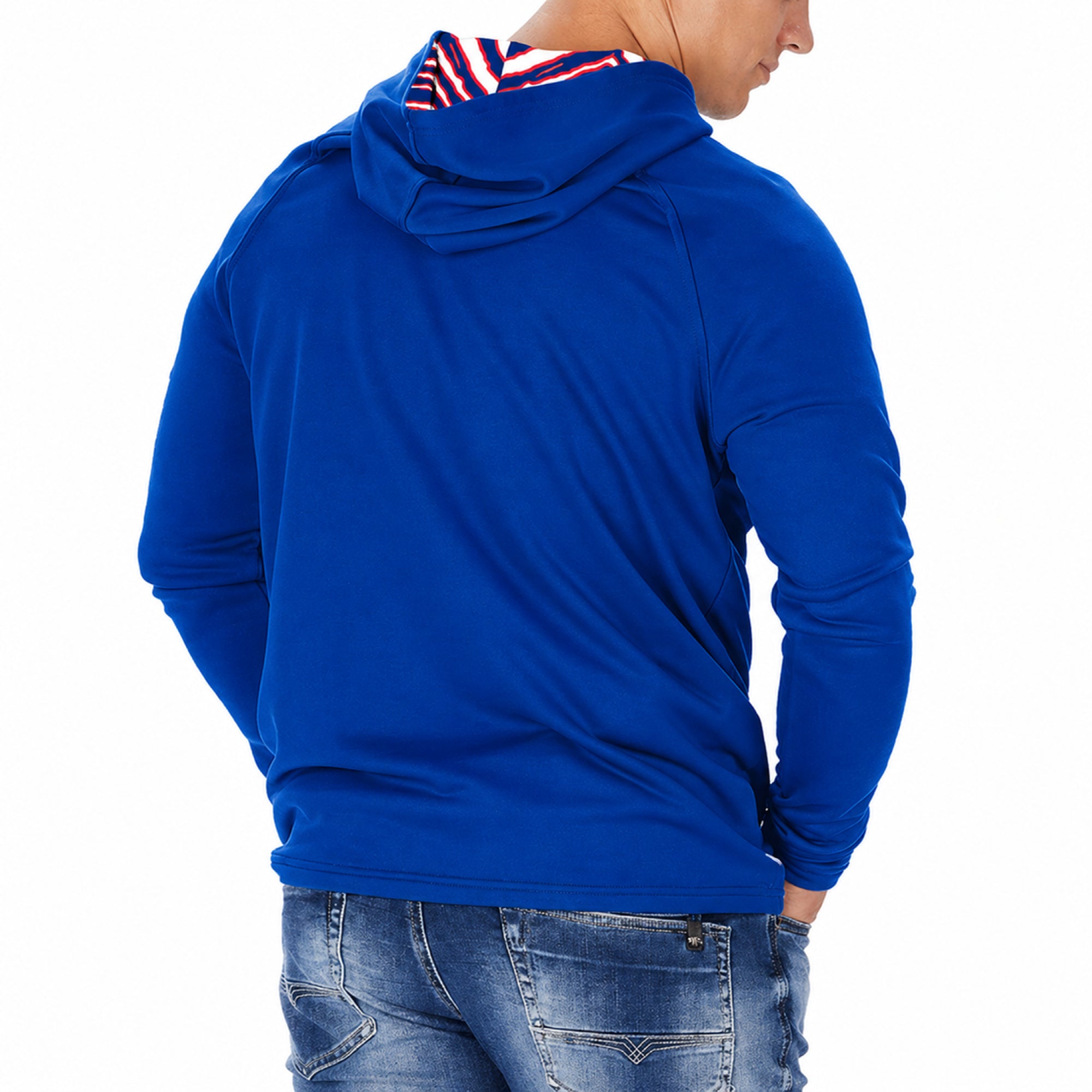 Zubaz NCAA Kansas Jayhawks Men's Team 3 Color Zebra-Lined Lightweight Hoodie alternate view