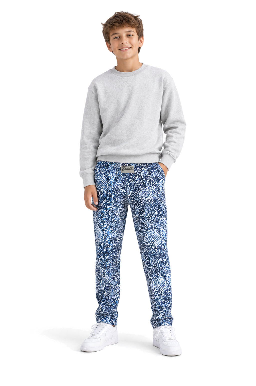 Zubaz Unisex Youth Z88 Snake Pant, NAVY/LIGHT BLUE