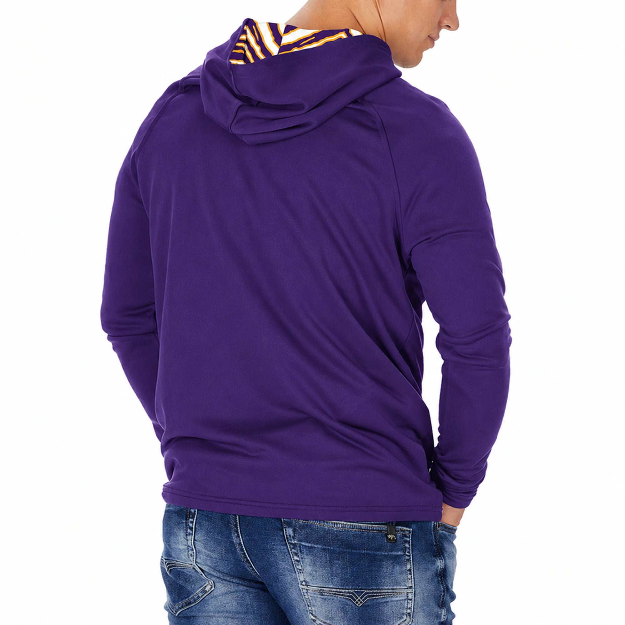 Zubaz NCAA LSU Tigers Men's Team 3 Color Zebra-Lined Lightweight Hoodie alternate view