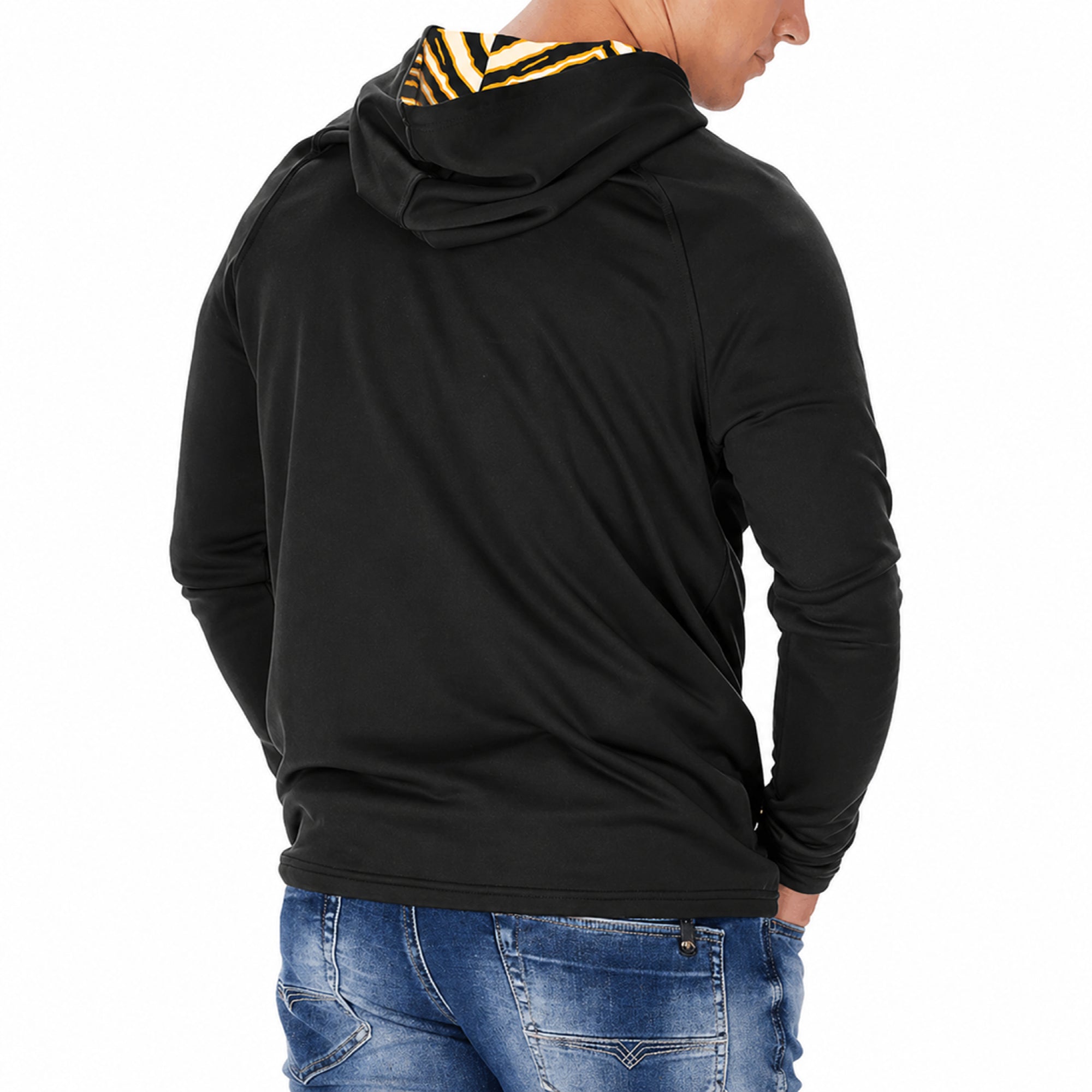 Zubaz NCAA Missouri Tigers Men's Team 3 Color Zebra-Lined Lightweight Hoodie alternate view