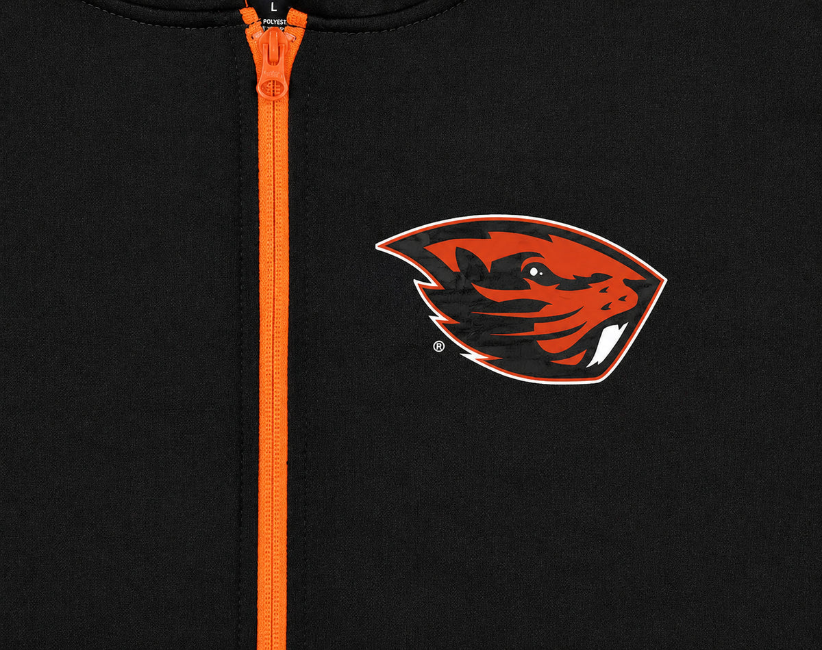 Zubaz NCAA Oregon State Beavers Men's 2 Color Zebra Bands and Hood-Liner Full-Zip Hoodie