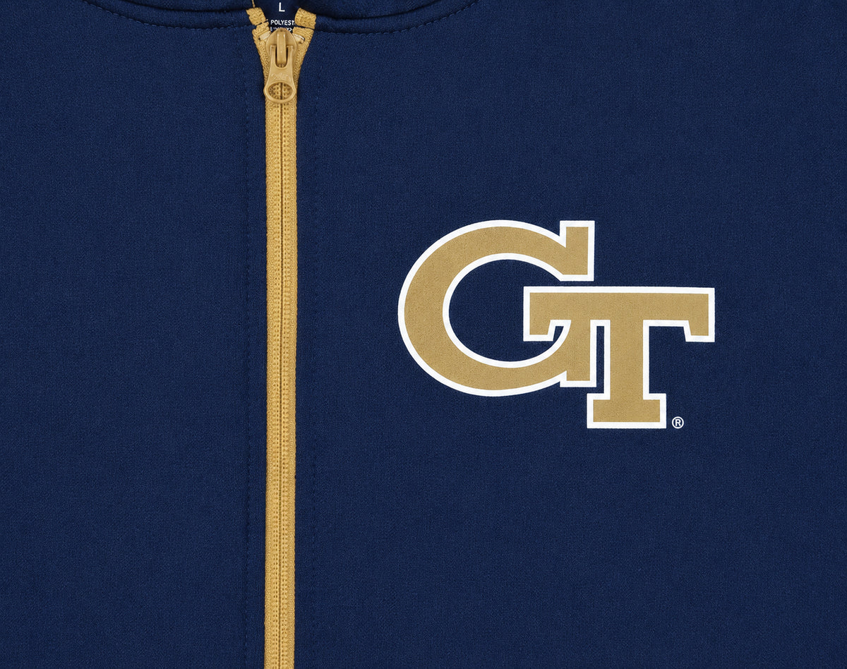 Zubaz NCAA Georgia Tech Yellow Jackets Men's 2 Color Zebra Bands and Hood-Liner Full-Zip Hoodie