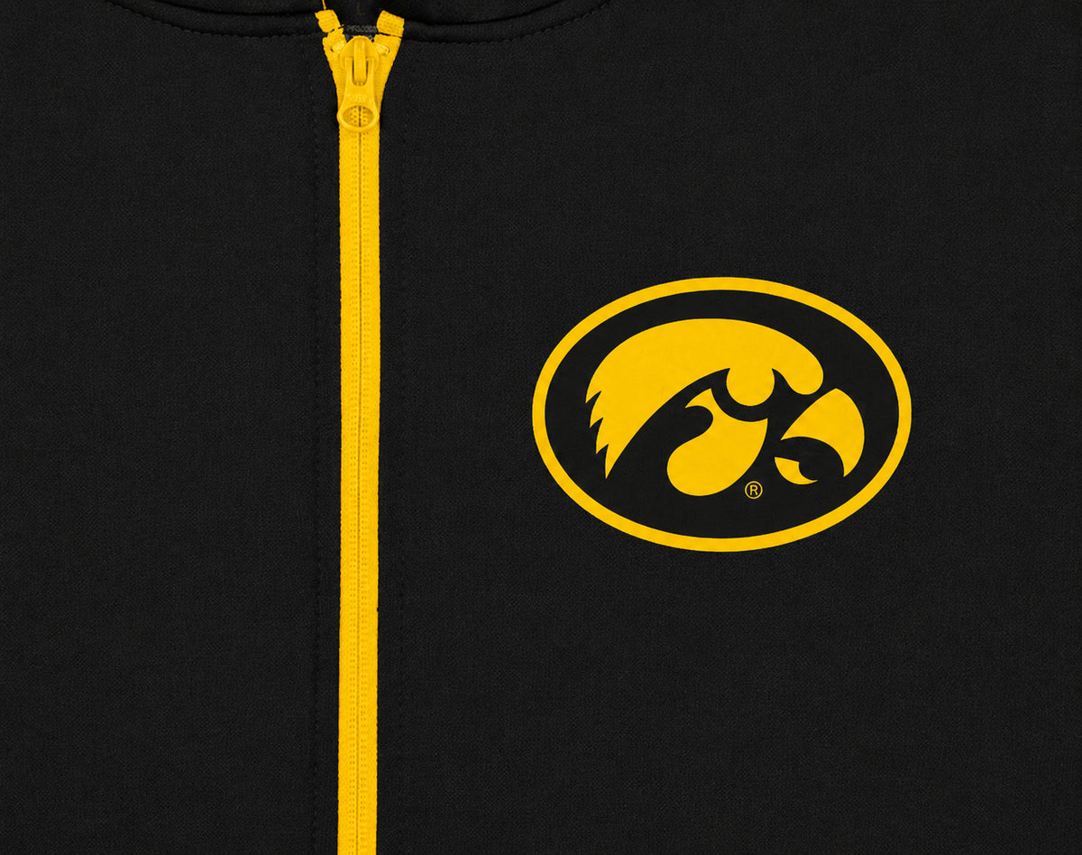 Zubaz NCAA Iowa Hawkeyes Men's 2 Color Zebra Bands and Hood-Liner Full-Zip Hoodie