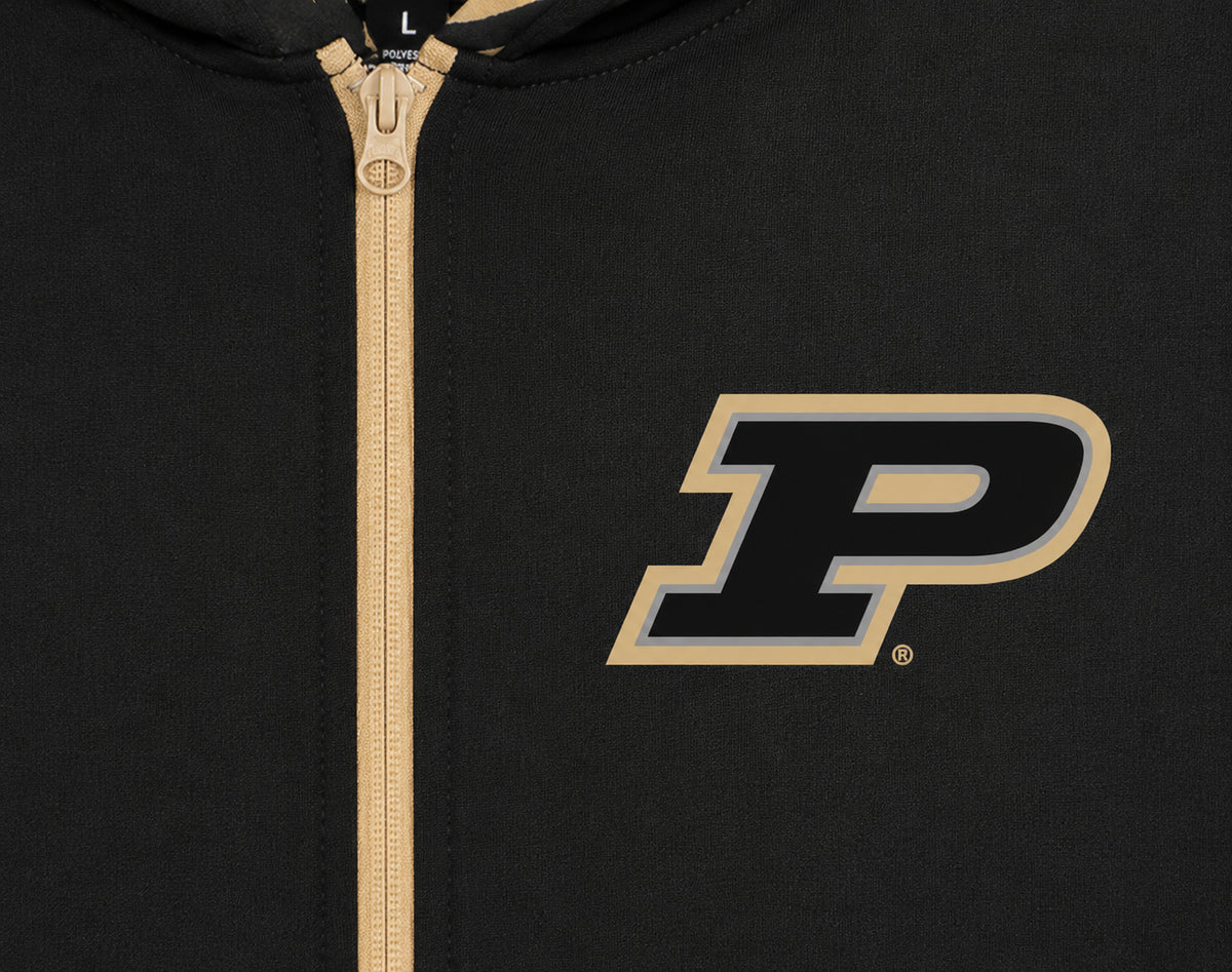 Zubaz NCAA Purdue Boilermakers Men's 2 Color Zebra Bands and Hood-Liner Full-Zip Hoodie