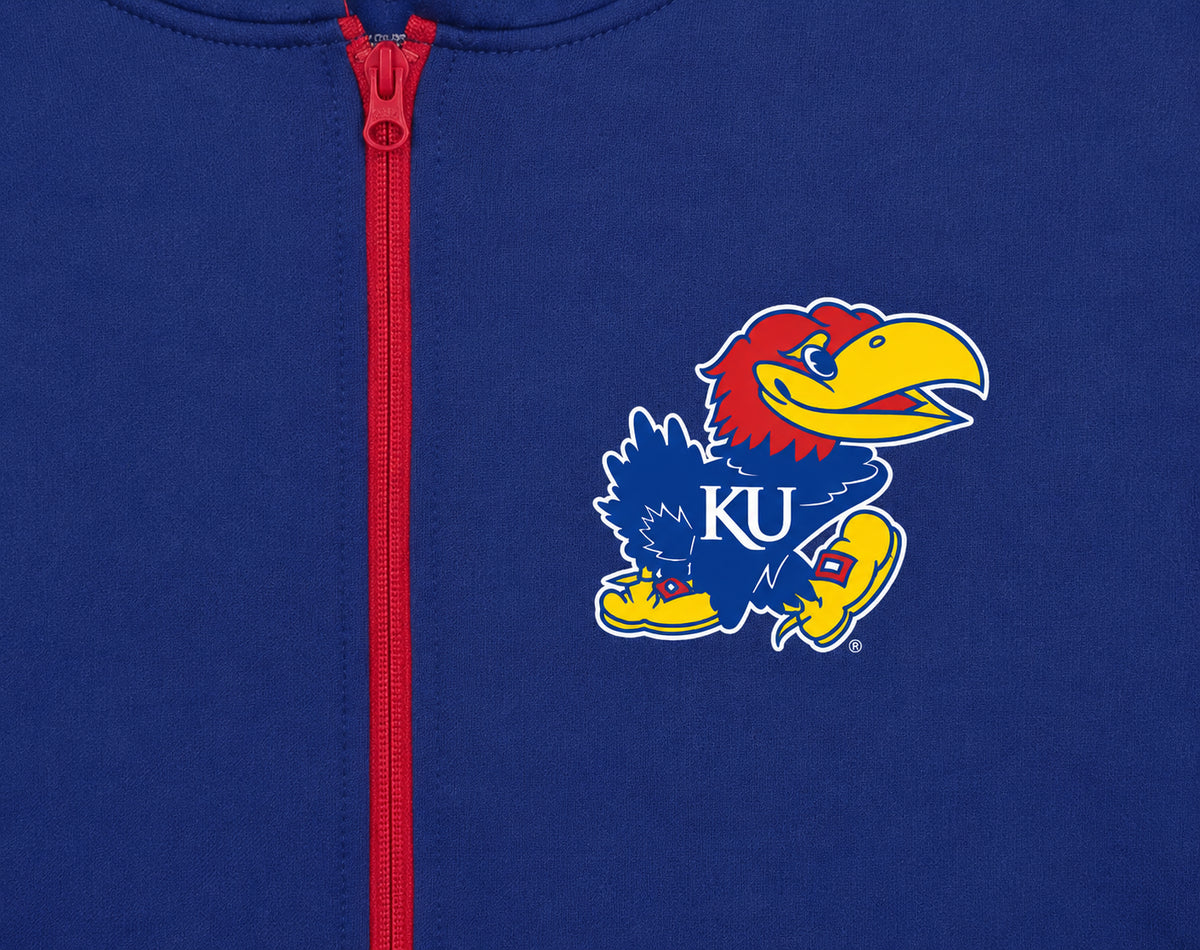 Zubaz NCAA Kansas Jayhawks Men's 2 Color Zebra Bands and Hood-Liner Full-Zip Hoodie