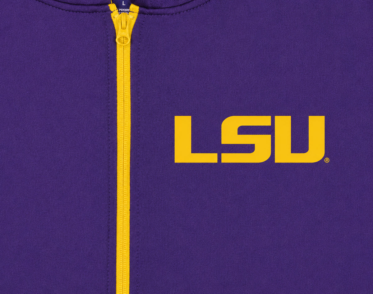 Zubaz NCAA LSU Tigers Men's 2 Color Zebra Bands and Hood-Liner Full-Zip Hoodie