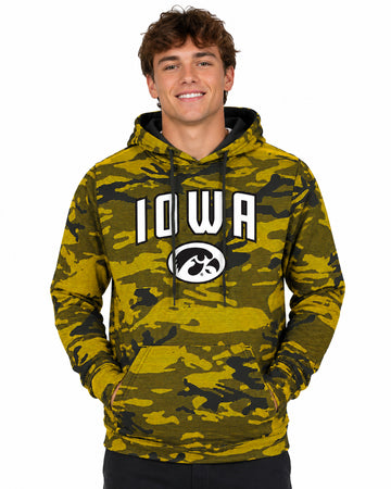 Zubaz NCAA Iowa Hawkeyes Men's Arch All-Over Camo Hoodie