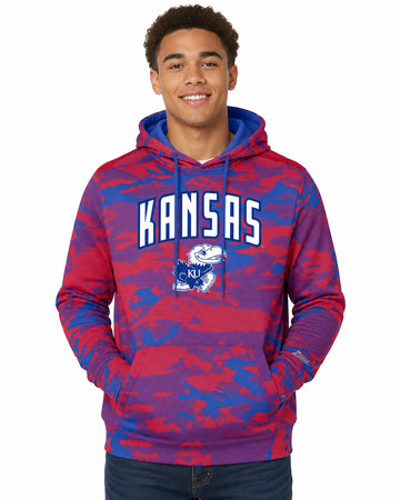 Zubaz NCAA Kansas Jayhawks Men's Arch All-Over Camo Hoodie